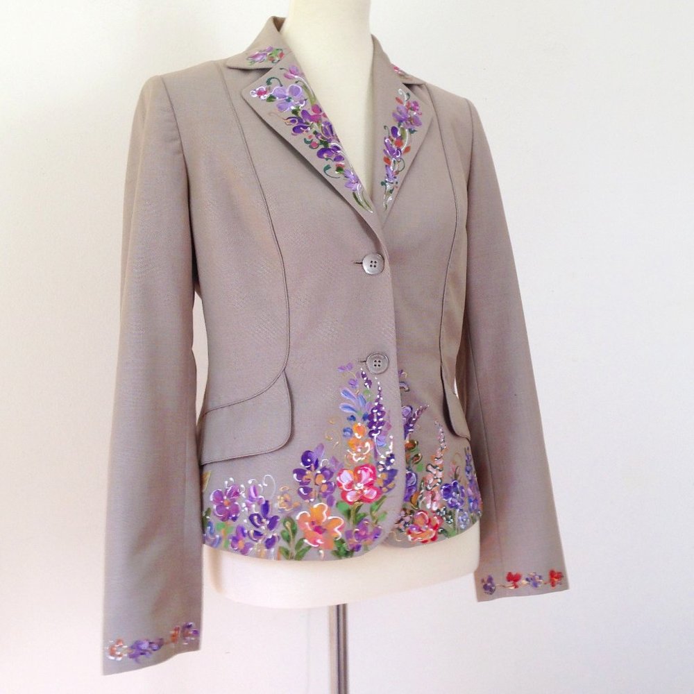 Calvin Klein Hand Painted Floral Blazer Jacket